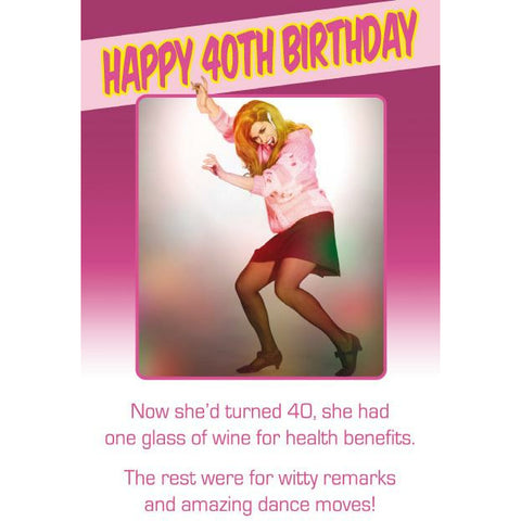 Retro Rhetoric, Benefits, 40th Birthday, Greetings Card